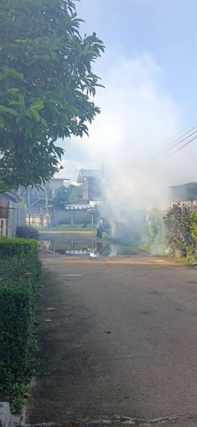 กองสาธารณสุขและสิ่งแวดล้อม เทศบาลตำบลปักธงชัย ออกพ่นหมอกควัน เพื่อกำจัดยุงลายพาหะนำโรคไข้เลือดออกให้กับประชาชนในพื้นที่