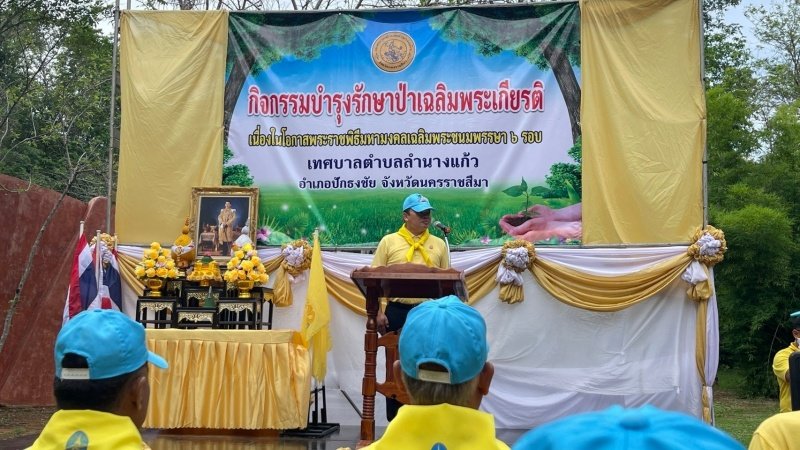 เทศบาลตำบลปักธงชัยเข้าร่วมกิจกรรมบำรุงรักษาต้นไม้ทรงปลูก และกิจกรรมจิตอาสาปลูกต้นไม้ตามโครงการเฉลิมเฉลิมพระเกียรติพระบาทสมเด็จพระเจ้าอยู่หัว เนื่องในโอกาสพระราชพิธีมหามงคลเฉลิมพระชนมพรรษา 6 รอบ 28 กรกฎาคม 2567 วันพุธที่ 24 กรกฎาคม 2567 ณ ต้นประดู่ป่า ในเขตห้ามล่าสัตว์ป่าป่าเขาภูหลวง แปลงปลูกป่า FPT 49