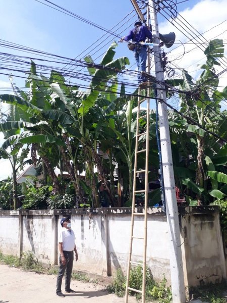 เทศบาลตำบลปักธงชัย ซ่อมแซม ติดตั้ง เพิ่มจุดไฟฟ้าสาธารณะหมู่บ้าน ประจำเดือนตุลาคม - ธันวาคม 2564