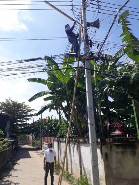 เทศบาลตำบลปักธงชัย ซ่อมแซม ติดตั้ง เพิ่มจุดไฟฟ้าสาธารณะหมู่บ้าน ประจำเดือนตุลาคม - ธันวาคม 2564