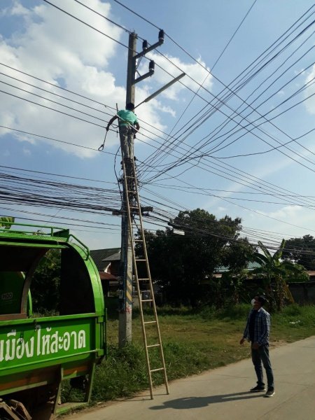 เทศบาลตำบลปักธงชัย ซ่อมแซม ติดตั้ง เพิ่มจุดไฟฟ้าสาธารณะหมู่บ้าน ประจำเดือนตุลาคม - ธันวาคม 2564