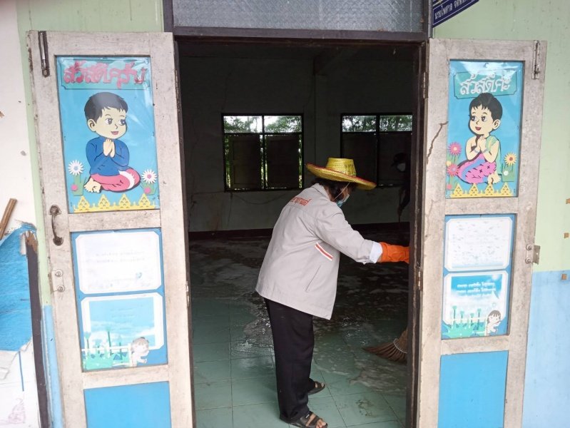 เทศบาลตำบลปักธงชัย เตรียมสถานที่ศูนย์แยกกักตัวในชุมชน Community Isolation (CI) ประจำปี พ.ศ. 2564 ณ โรงเรียนโพธิ์ทอง บ้านโรงนา ตำบลเมืองปัก อำเภอปักธงชัย จังหวัดนครราชสีมา